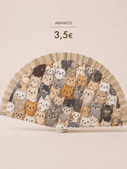 ABANICO  GATOS BEIG