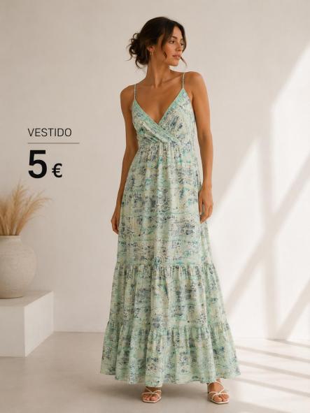 VESTIDO EFECTO SEDA VERDE [0]