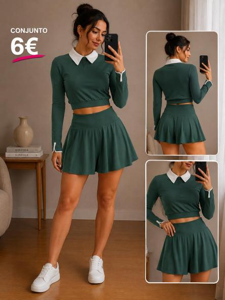 CONJUNTO VERDE falda pantalon
