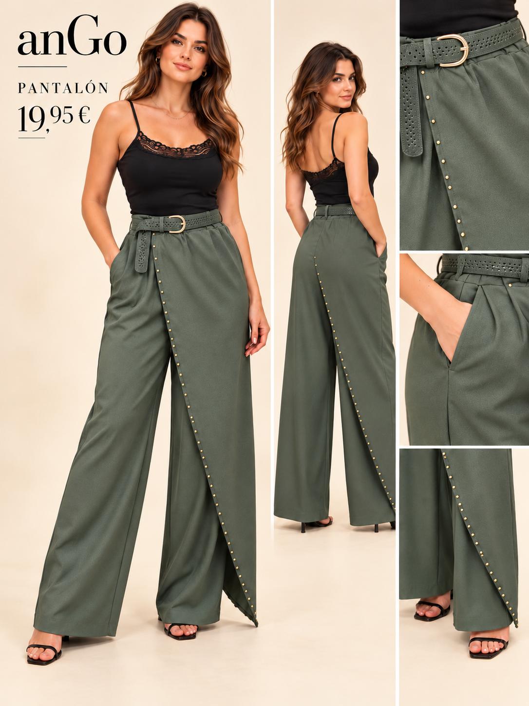 PANTALON FALDA TACHAS VERDE