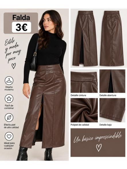 FALDA POLIPIEL MARRON  [0]
