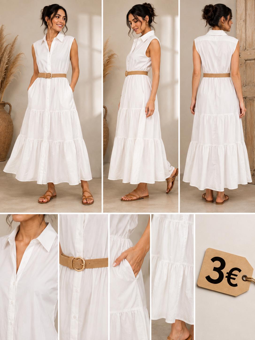 VESTIDO BLANCO CON CINTURÓN