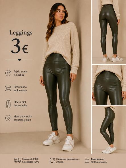 PANTALÓN LEGGINS ELÁSTICO VERDE talla s [0]