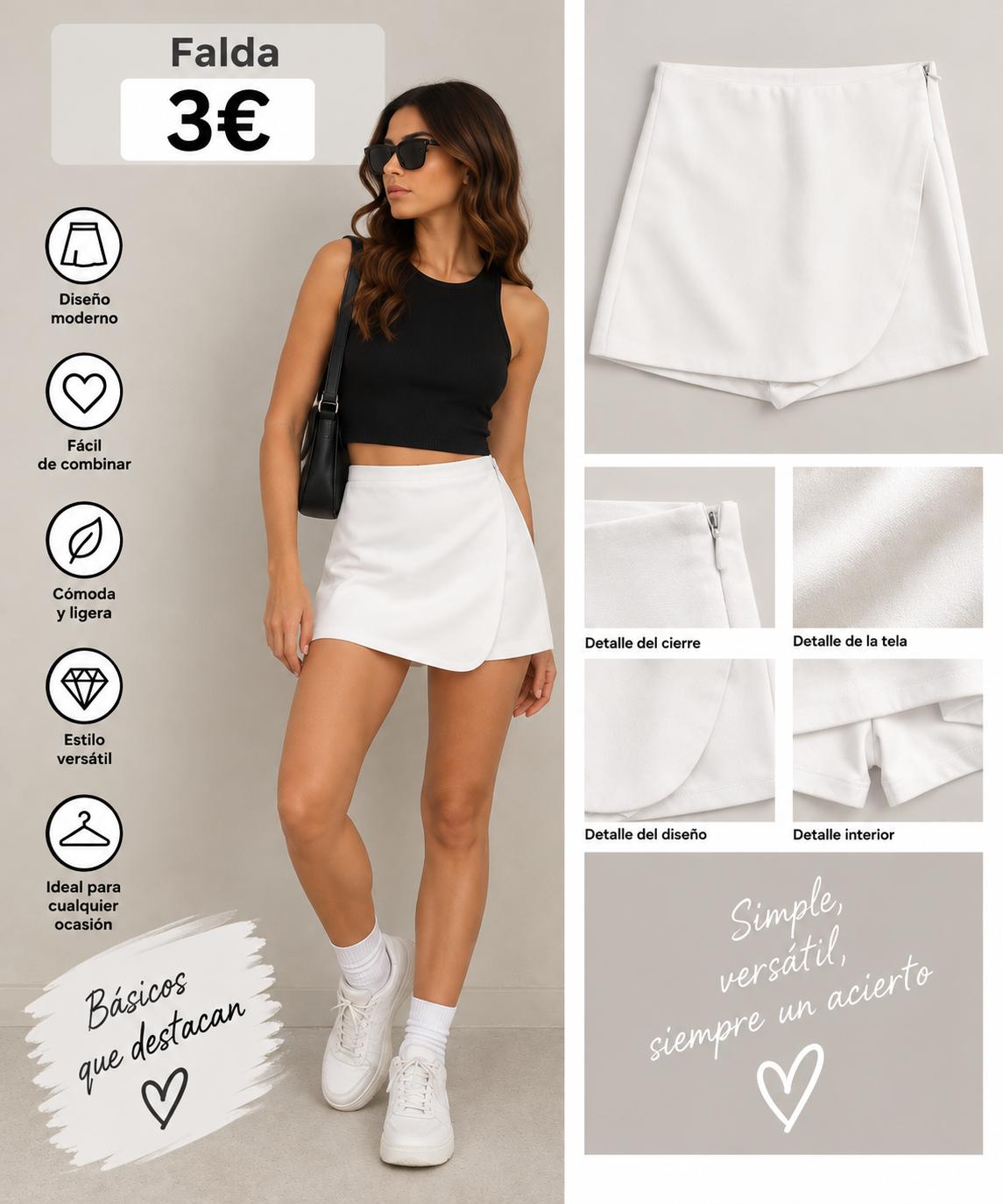 FALDA PANTALON BLANCA
