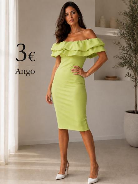 VESTIDO HOMBROS CLAVEL VERDE LIMA FIESTA  [0]
