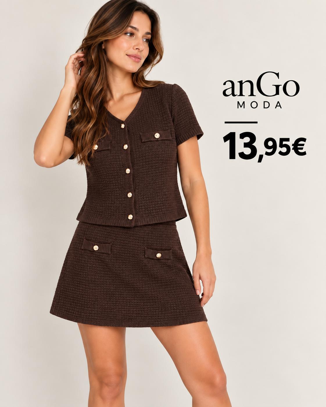 CONJUNTO FALDA Y REBECA NUEVA TEMPORADA MARRON