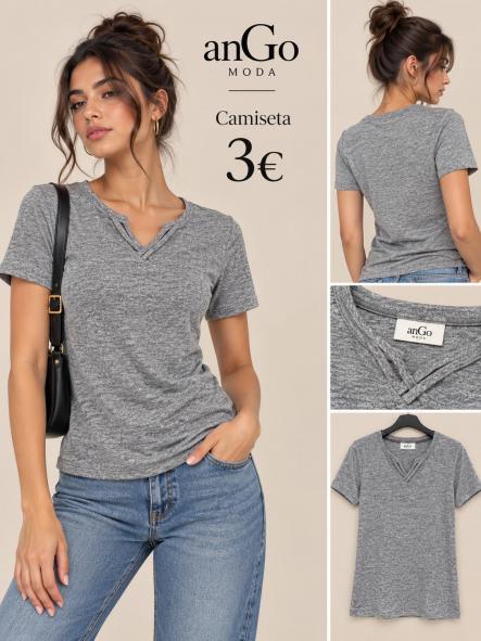 CAMISETA GRIS MANCHADA