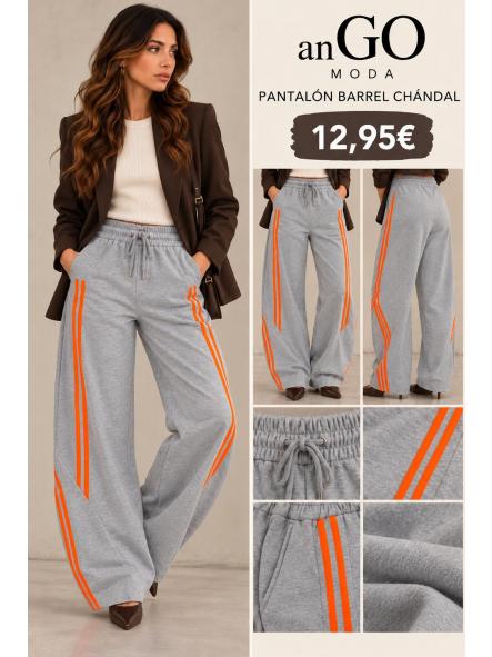 pantalon barrel con rayas gris [0]