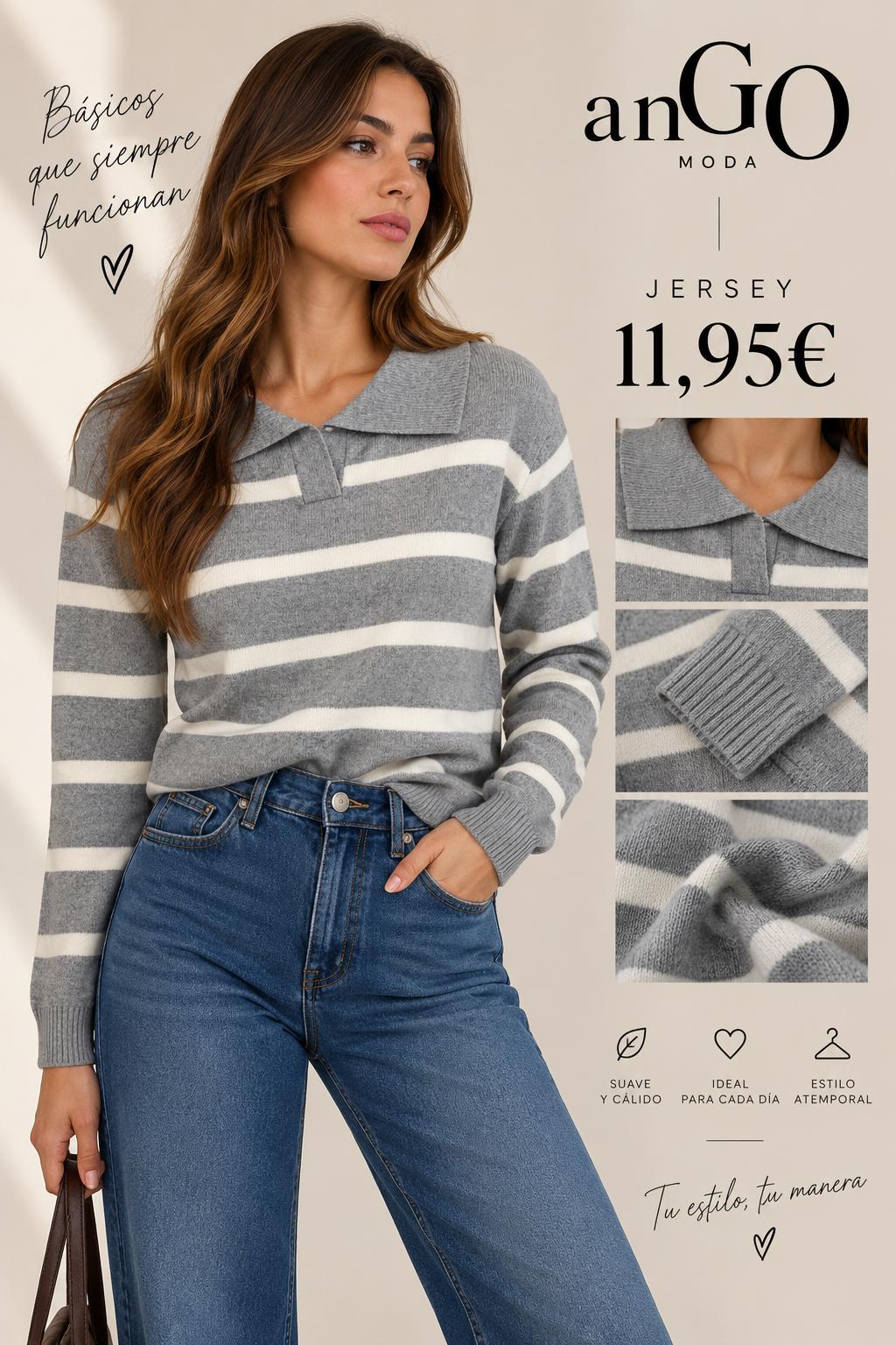JERSEY RAYAS GRIS