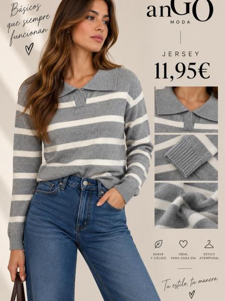 JERSEY RAYAS GRIS