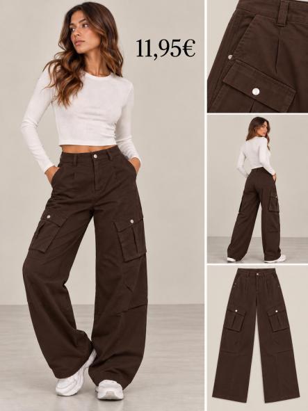 PANTALON CARGO ANCHO MARRON [0]