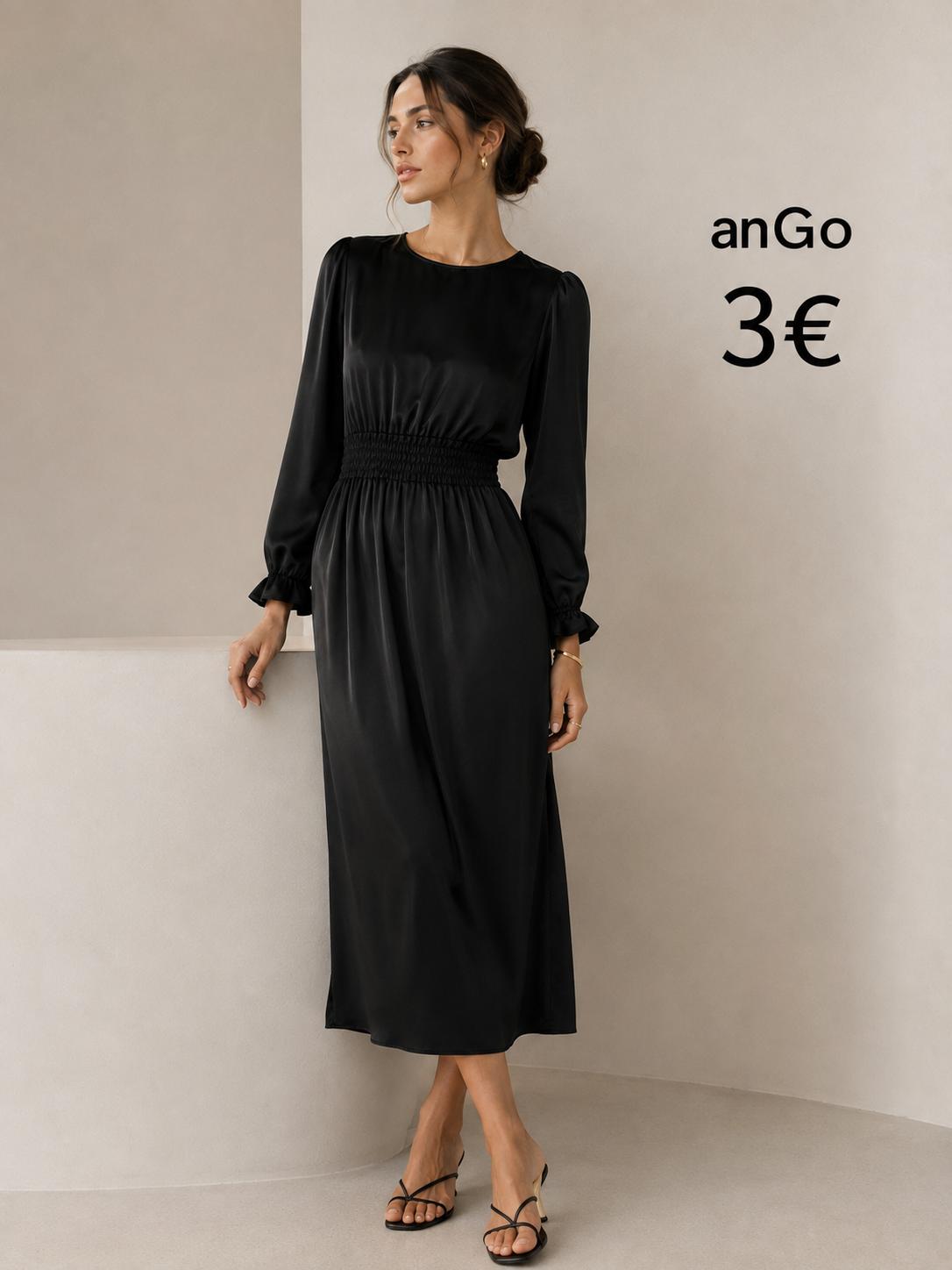 VESTIDO NEGRO GOMA EN LA CINTURA