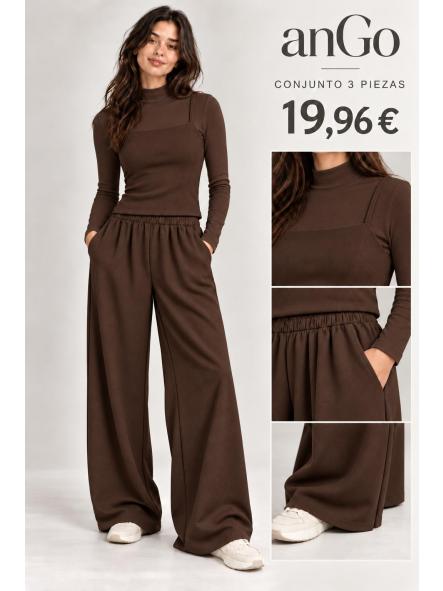 CONJUNTO 3 PIEZA MARRON 