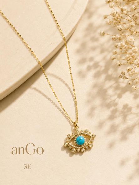 COLLAR   OJO CON TURQUESA acero [0]