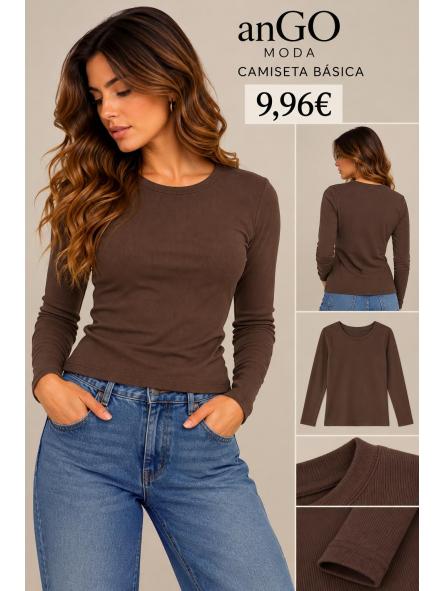 CAMISETA BASICA MARRON