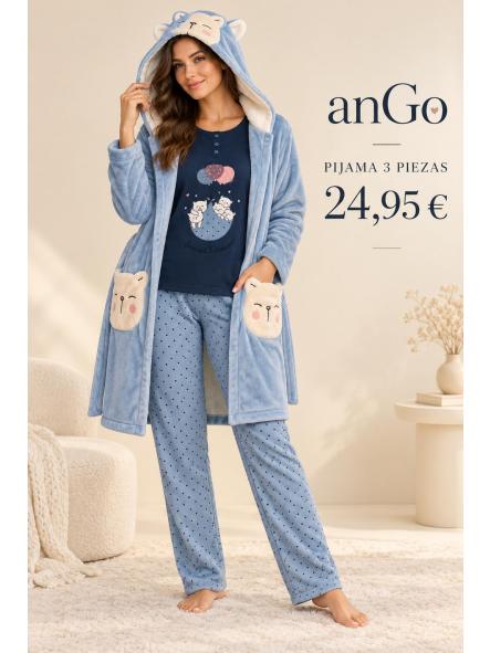 PIJAMA 3 PIEZAS AZUL CLARO