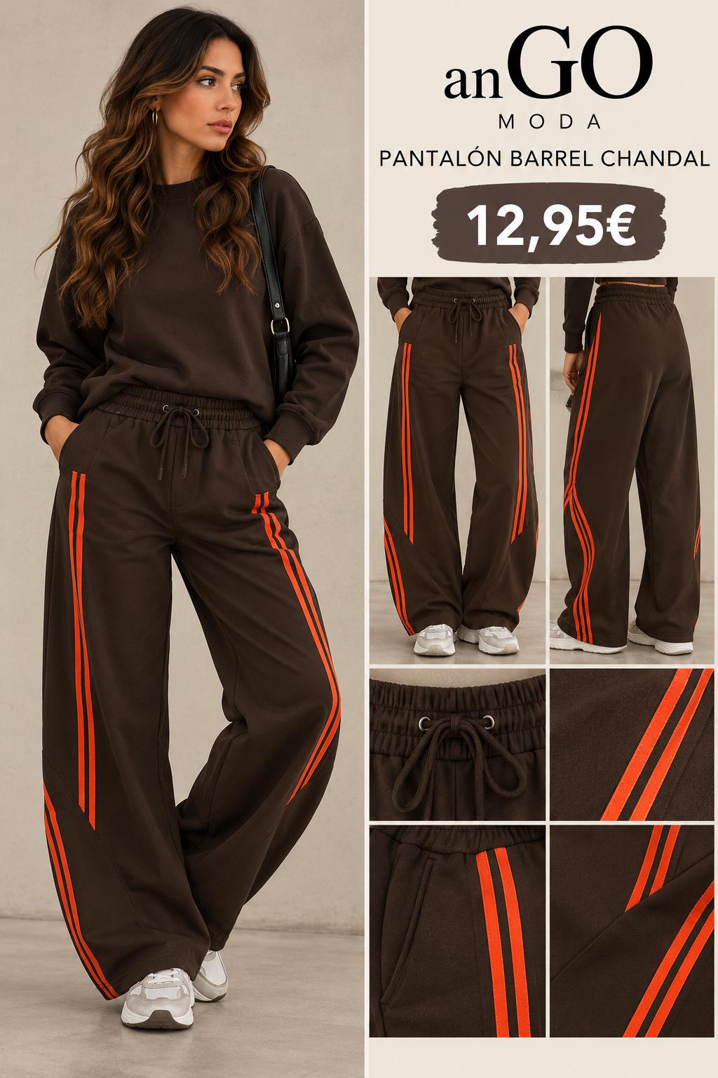 pantalon barrel con rayas marron