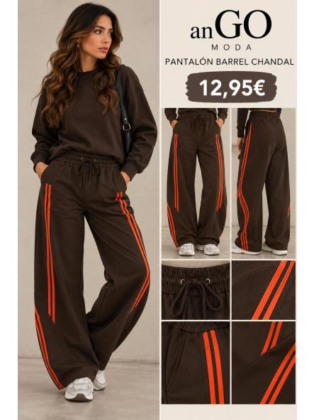 pantalon barrel con rayas marron [0]