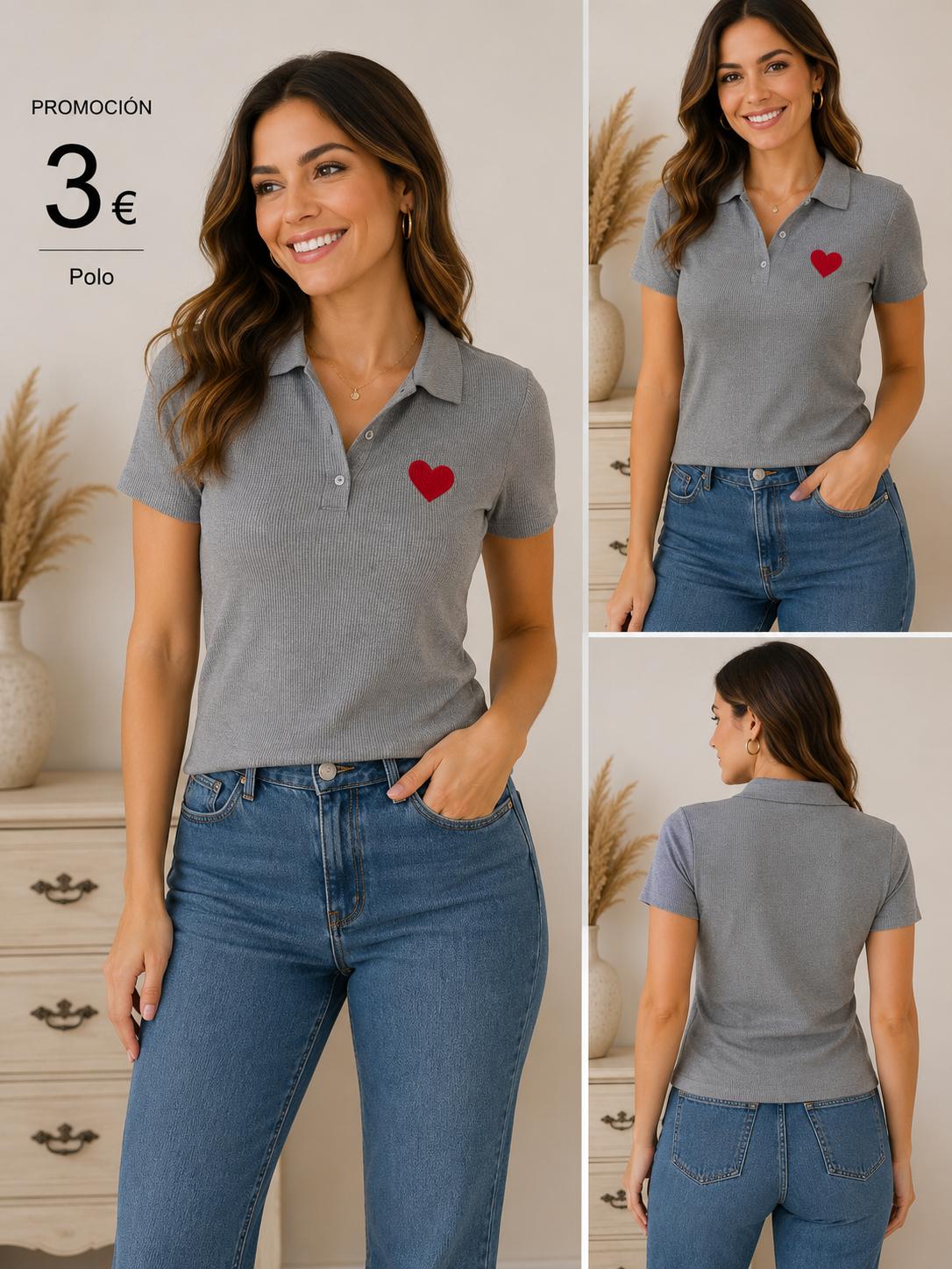 POLO CORAZON GRIS