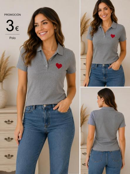 POLO CORAZON GRIS
