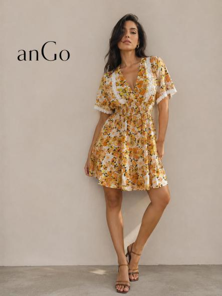 VESTIDO FLORES NARANJAS [0]