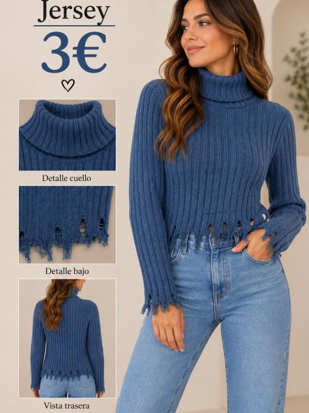 JERSEY AZUL PETROLEO DE CUELLO VUELTO [0]