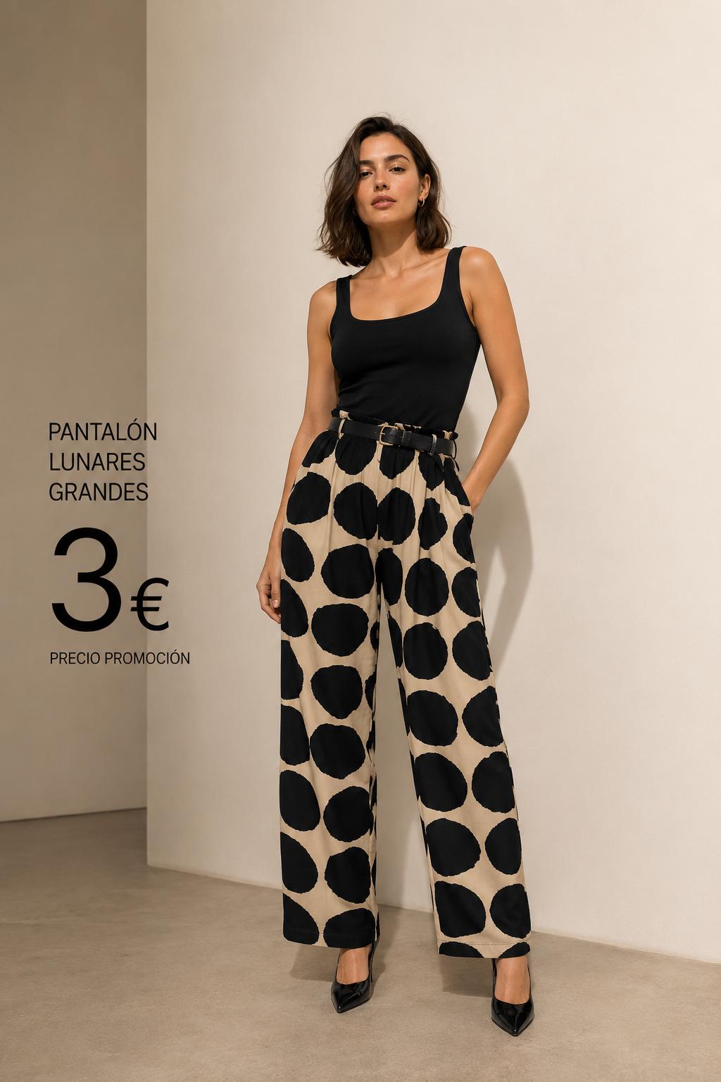 PANTALON FRESQUITO MARRON LUNARES GRANDES