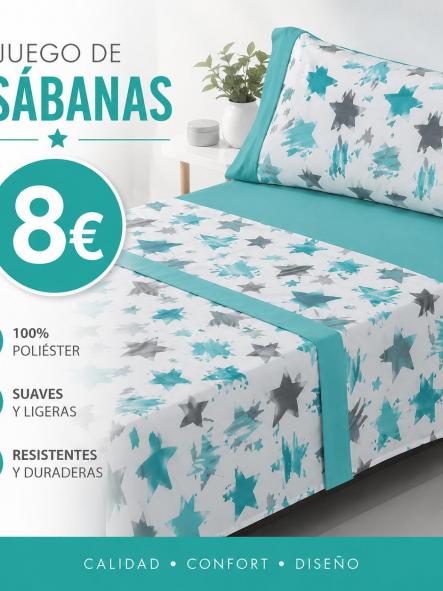 SABANA TRES PIEZAS ESTRELLAS VERDES 90