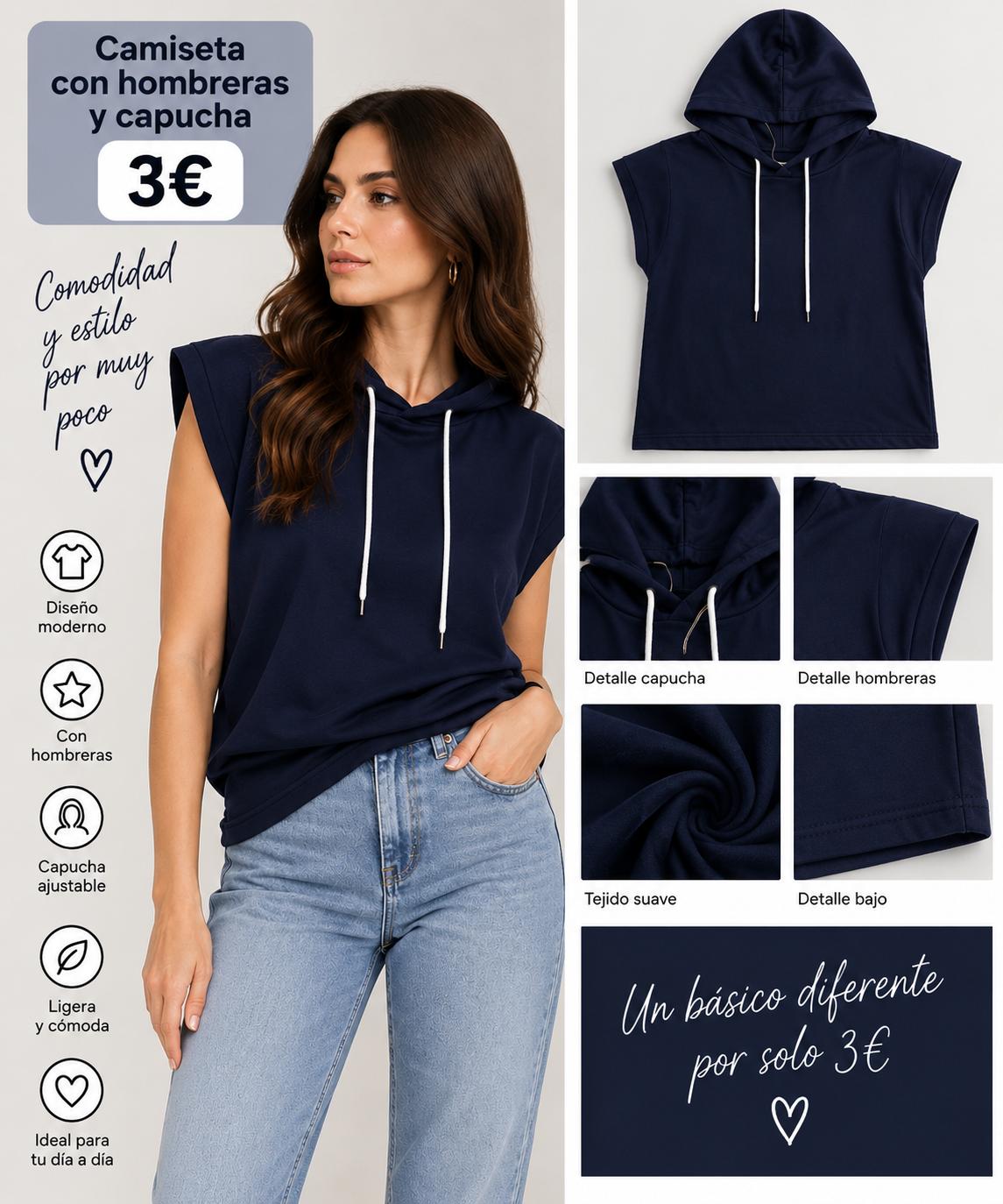 CAMISETA CAPUCHA AZUL
