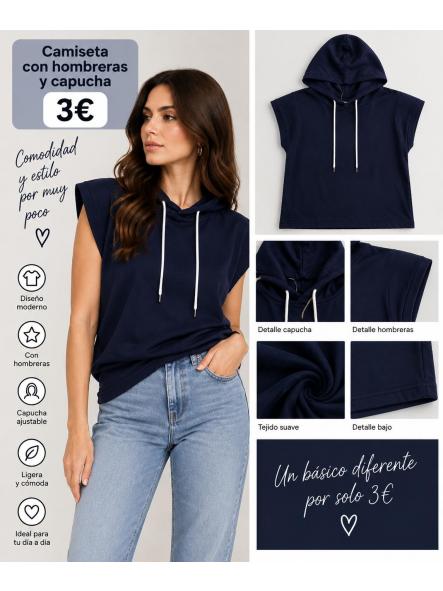 CAMISETA CAPUCHA AZUL 