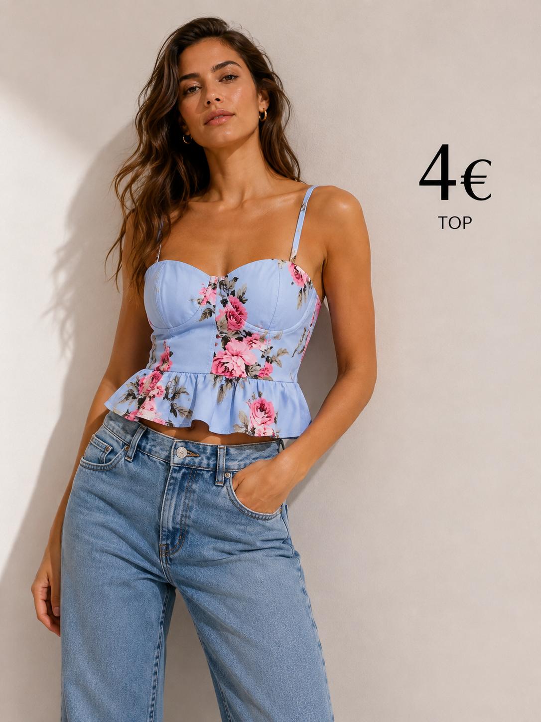 TOP FLORES AZUL