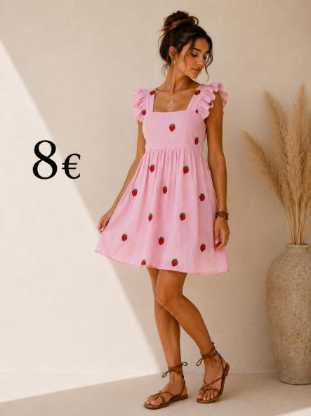 VESTIDO FRESAS ROSAS [0]
