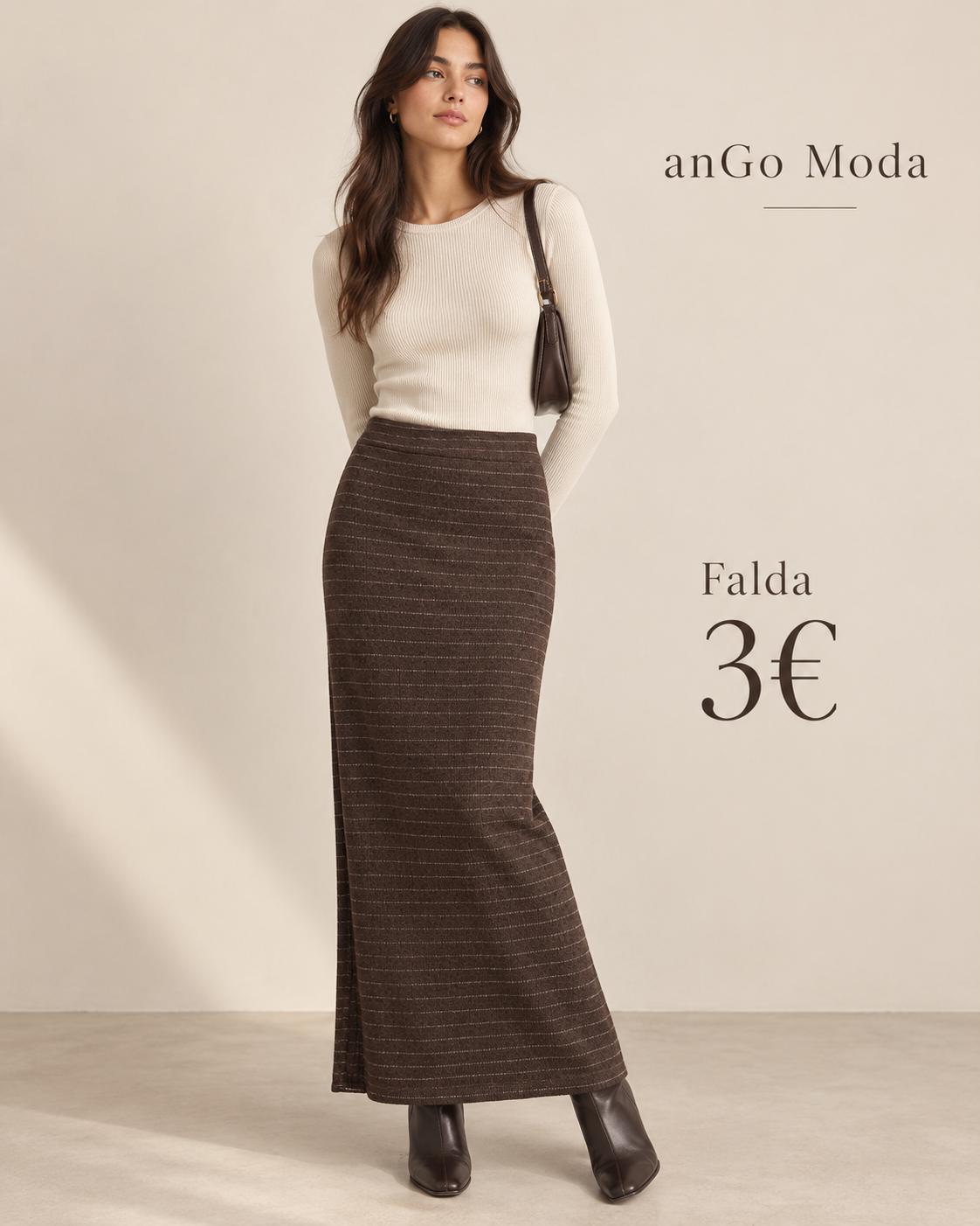 FALDA PUNTO MARRON