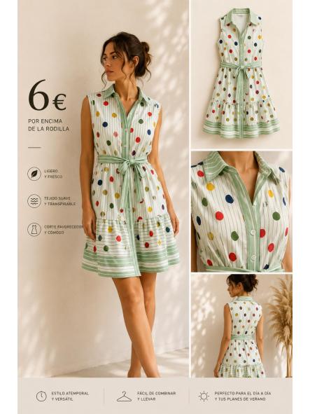 VESTIDO CAMISERO VERDE LUNARES