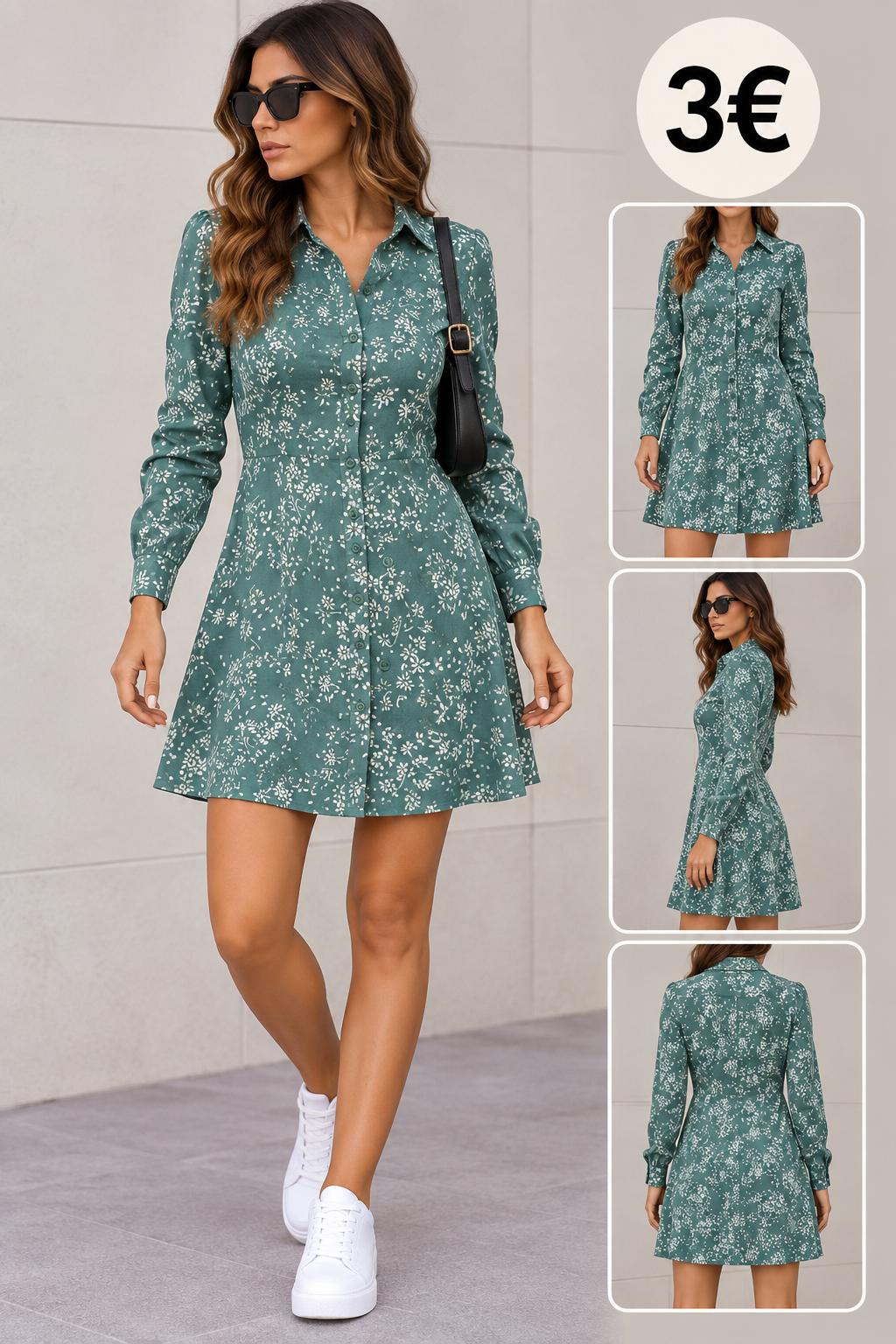 CAMISERO TURQUESA DE FLORES BLANCAS