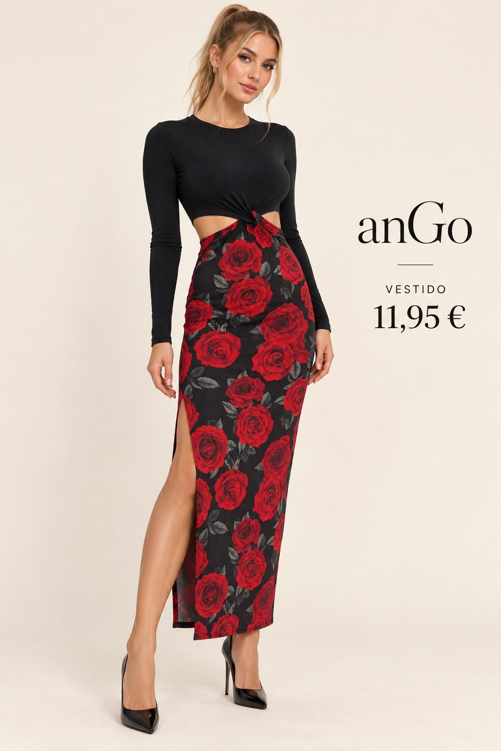 VESTIDO FIESTA FLORES ROJAS