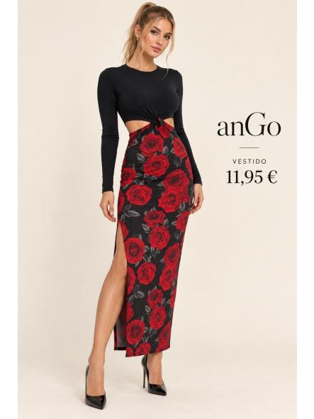 VESTIDO FIESTA FLORES ROJAS  [0]