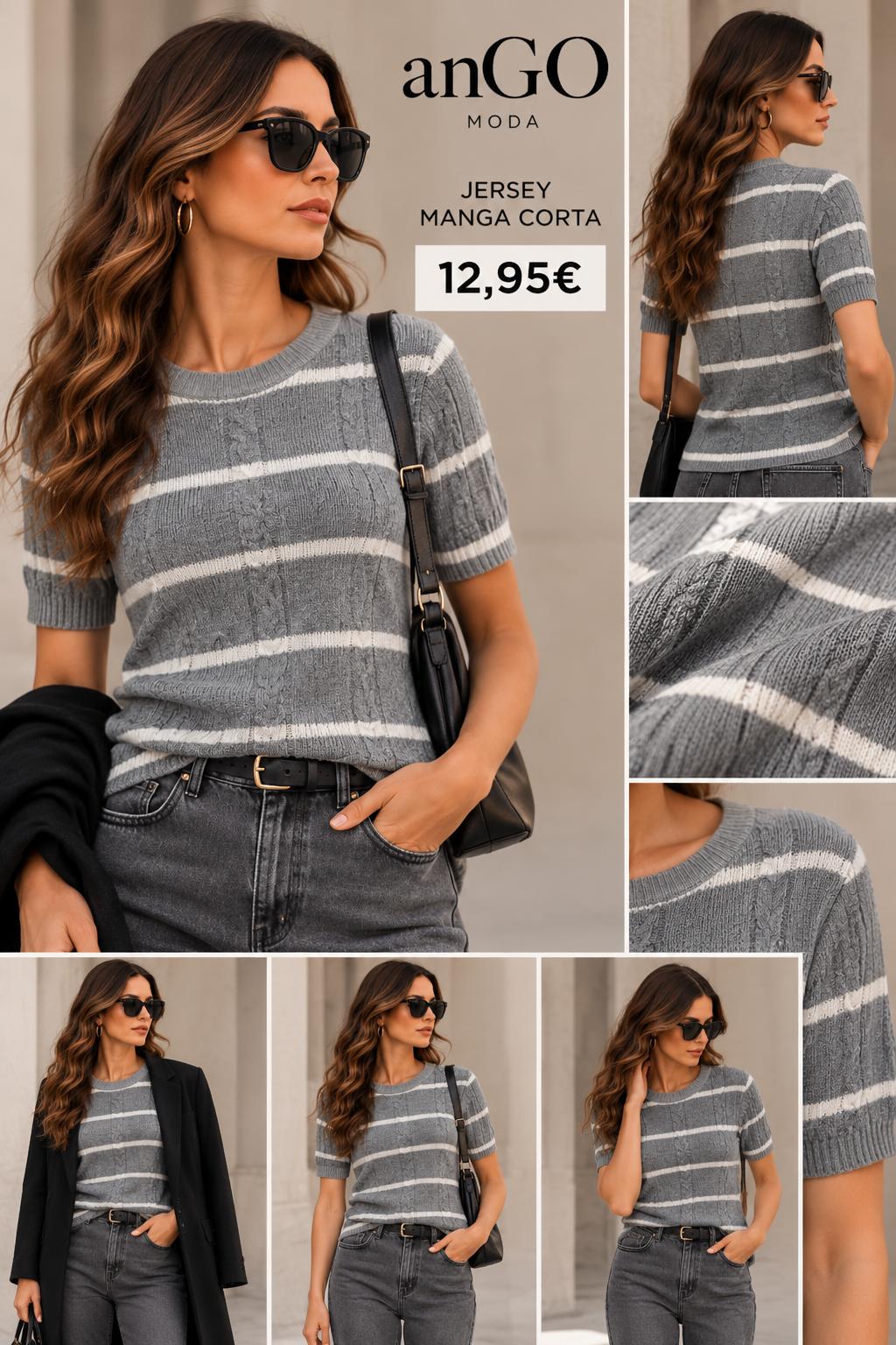 JERSEY MANGA CORTA NAVY GRIS