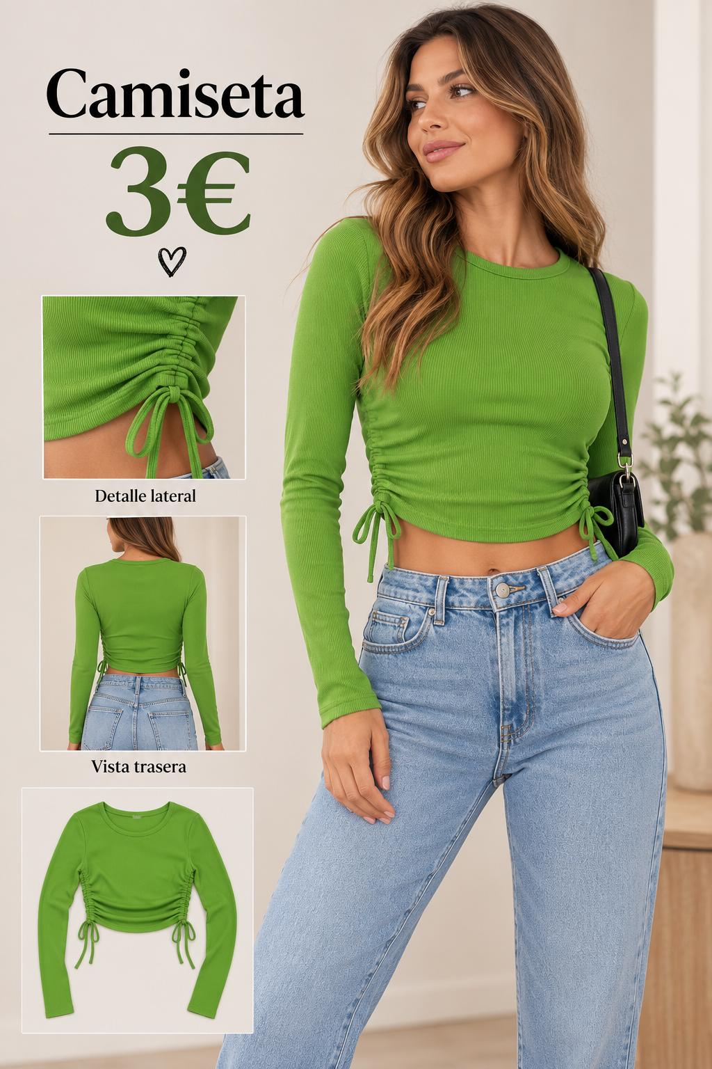 CAMISETA MANGA LARGA verde fluor