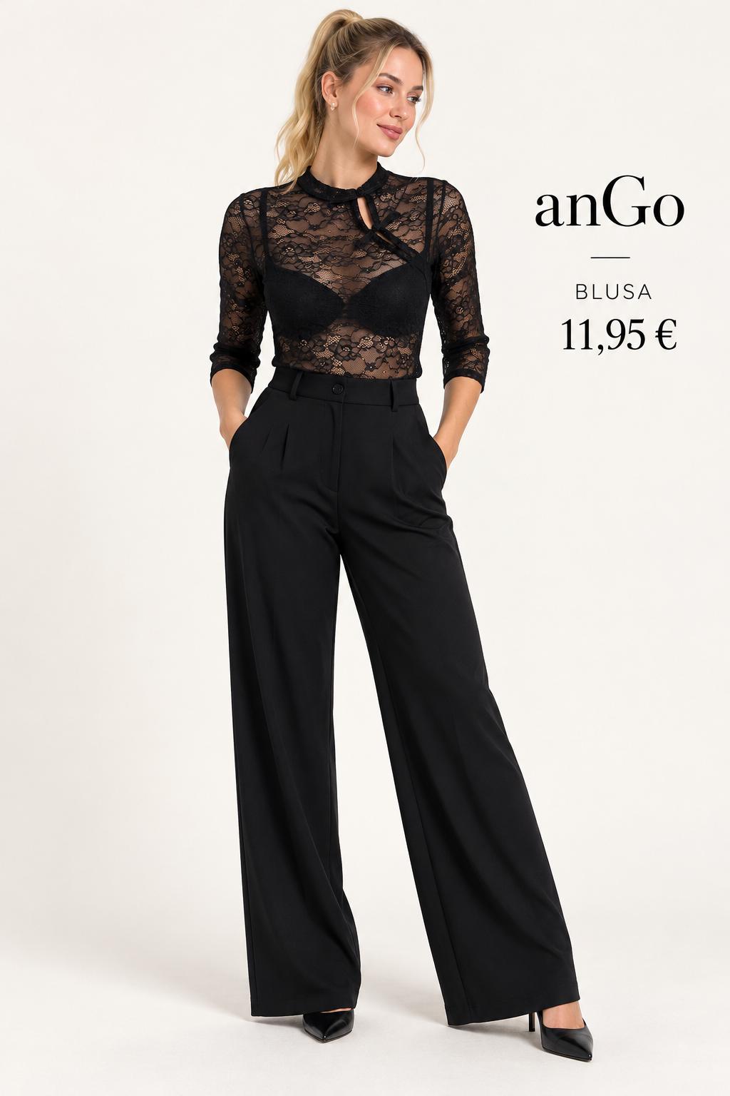 BLUSA ENCAJE FIESTA NEGRA