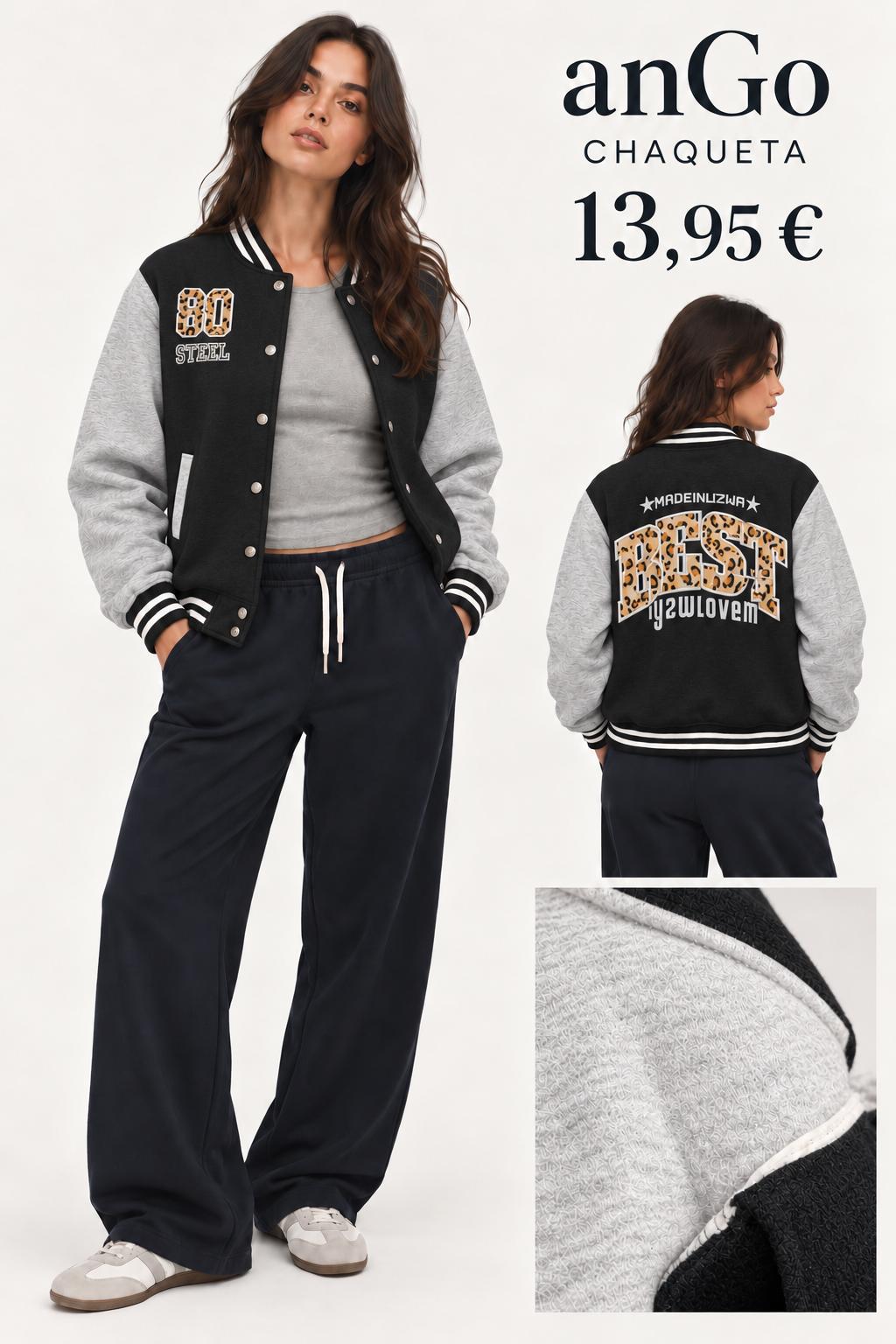 CHAQUETA BEISBOL NEGRA