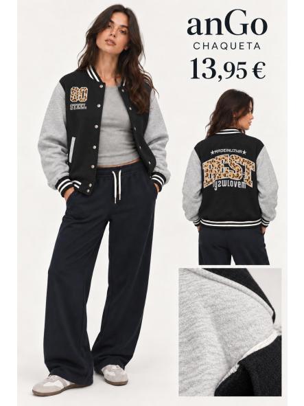 CHAQUETA BEISBOL NEGRA