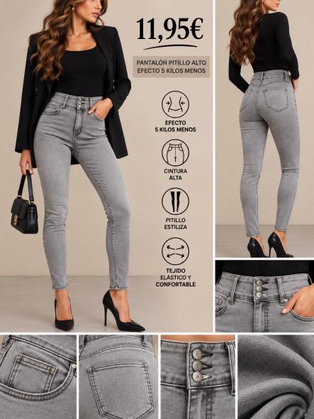 PANTALON GRIS PITILLO  EFECTO 5 KILOS MENOS Y PUHS UP [0]