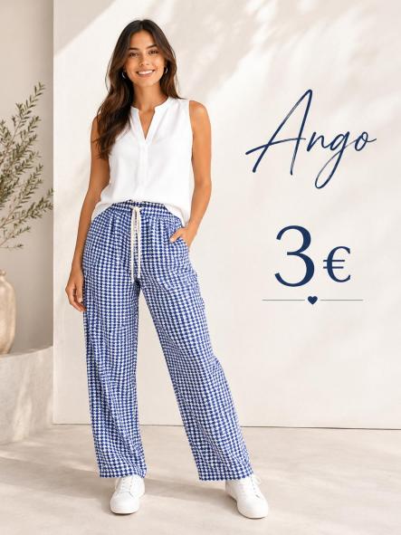 PANTALON AZUL PATA DE GALLO RASO