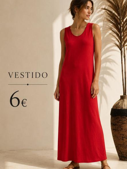 VESTIDO ALGODON RAYAS  FINAS ROJAS [0]