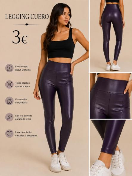 PANTALON LEGGINS  POLIPIEL LILA TALLA S [0]