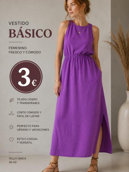 VESTIDO LARGO LILA CON ABERTURA EN UN LADO MANGAS SISADAS