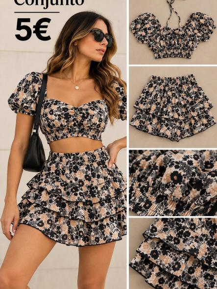 CONJUNTO FLORECITA DE FALDA Y PANTALON [0]