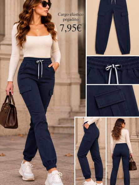 PANTALON CARGO APRETADO ELASTICO AZUL [0]
