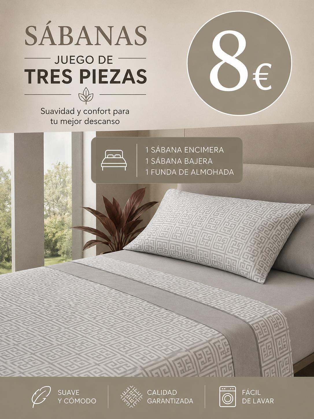 SABANA TRES PIEZAS GEO GRIS 135
